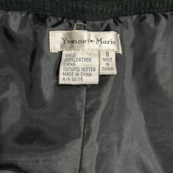 YVONNE MARIE Vintage 100 Leather Suede Black Pants Slacks Fully Lined Size 8 - Picture 4 of 4